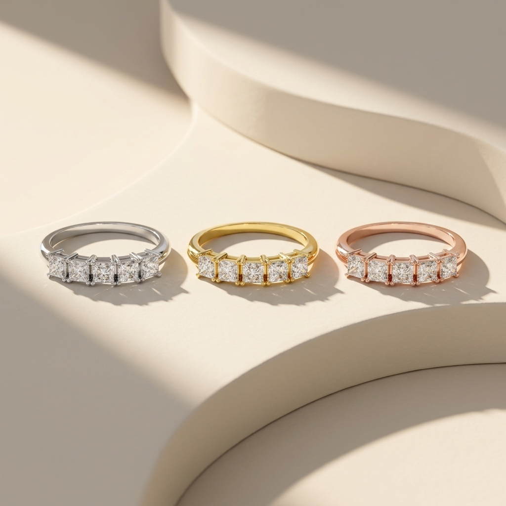 Princess Cut Lab Grown Diamond Five Stone Ring