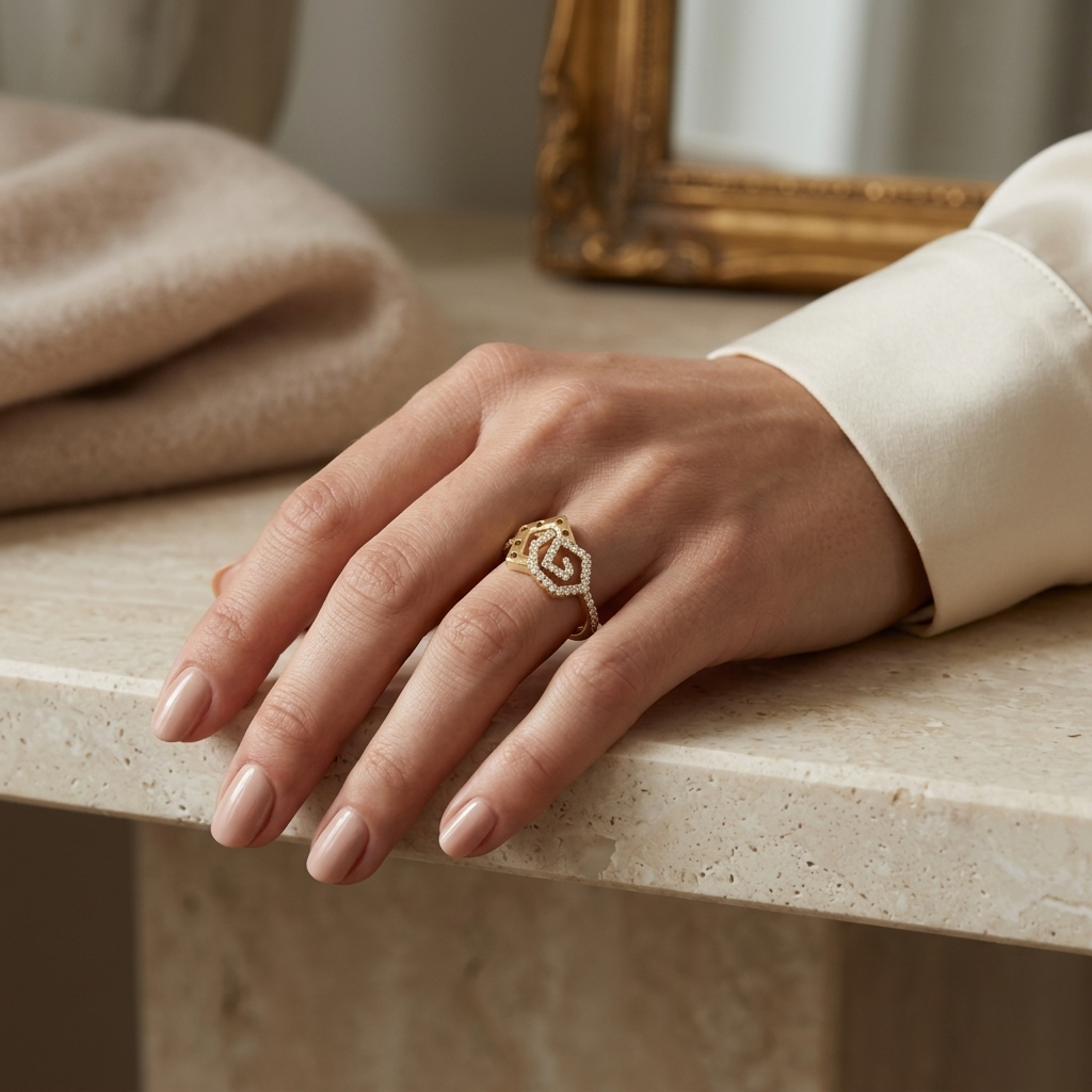Modern Pavé Spiral Lab Grown Diamond Statement Ring in Yellow Gold