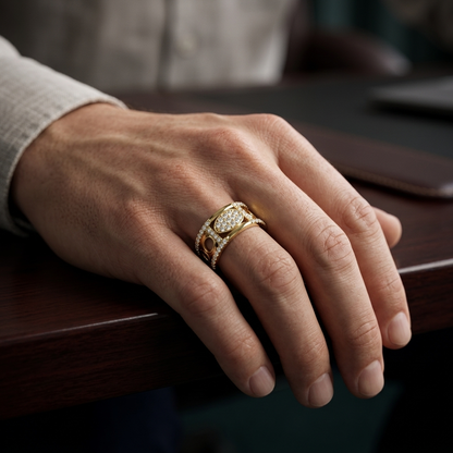 Modern Oval Frame Round Lab Grown Diamond Ring