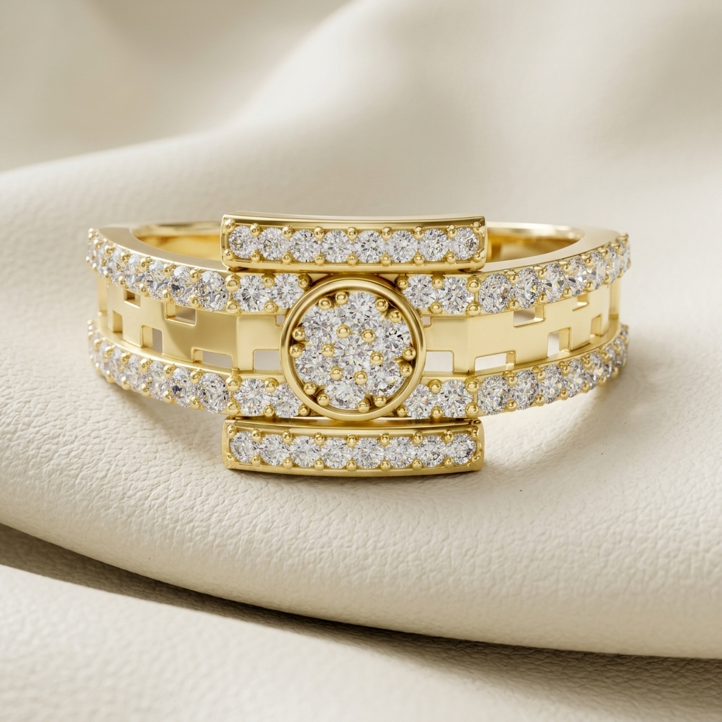 Modern Round Lab Grown Diamond Circle Statement Ring