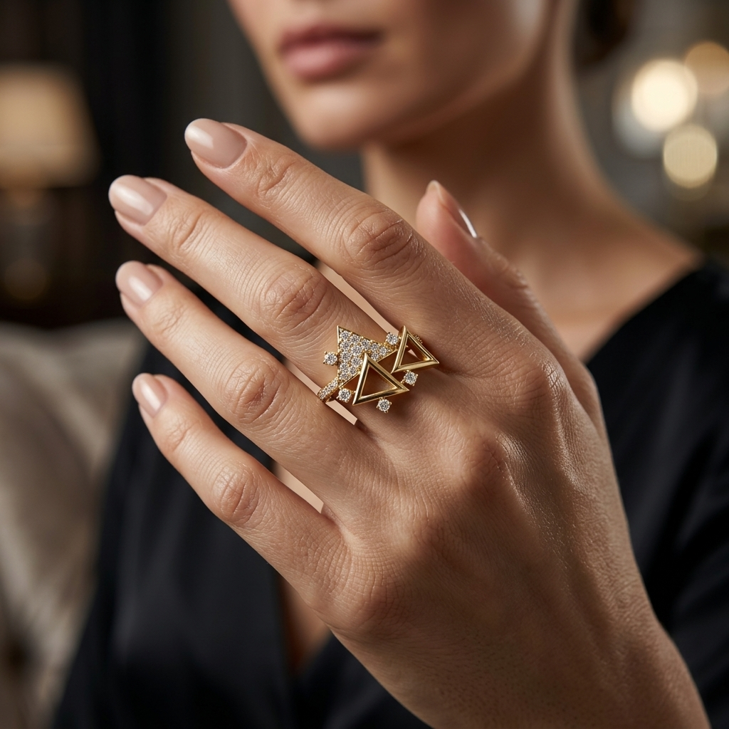 Modern Geometric Lab Grown Diamond Open Triangle Ring
