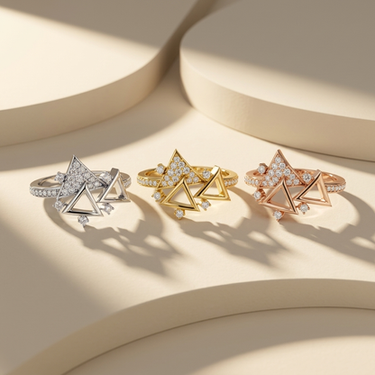 Modern Geometric Lab Grown Diamond Open Triangle Ring