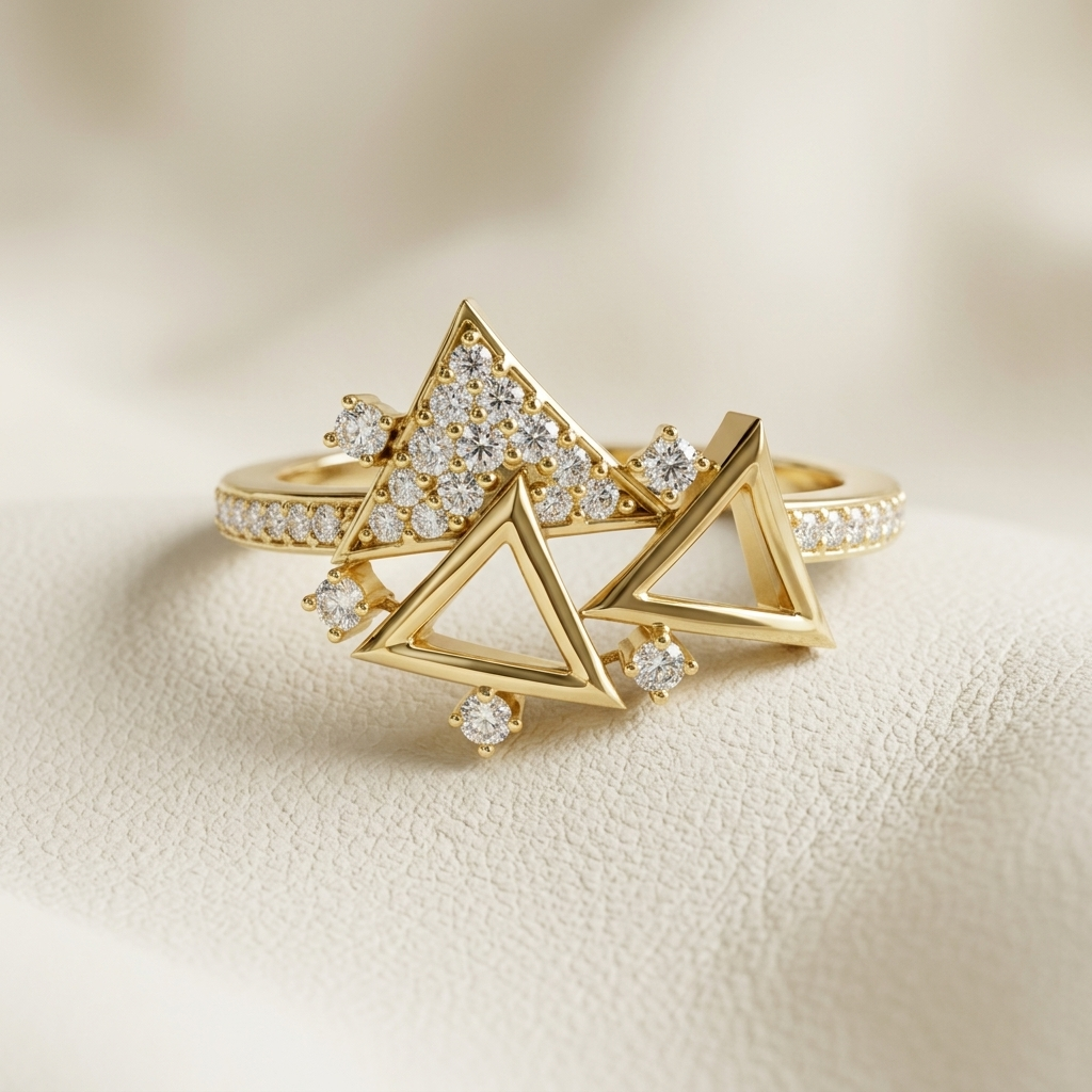 Modern Geometric Lab Grown Diamond Open Triangle Ring