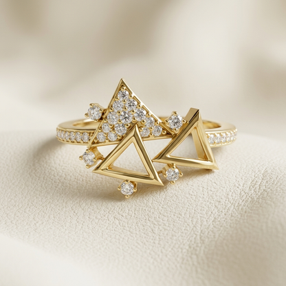 Modern Geometric Lab Grown Diamond Open Triangle Ring