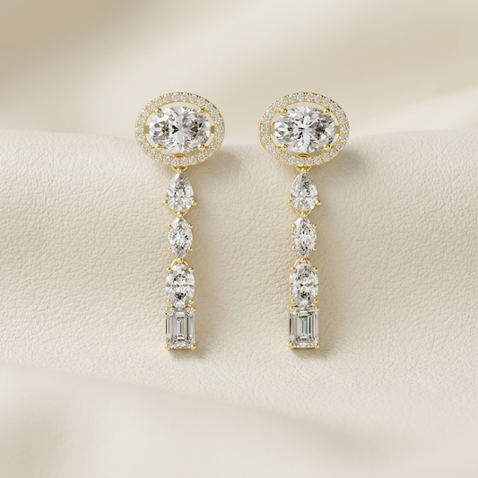 Multi Shape Halo Lab Grown Diamond Drop Earrings