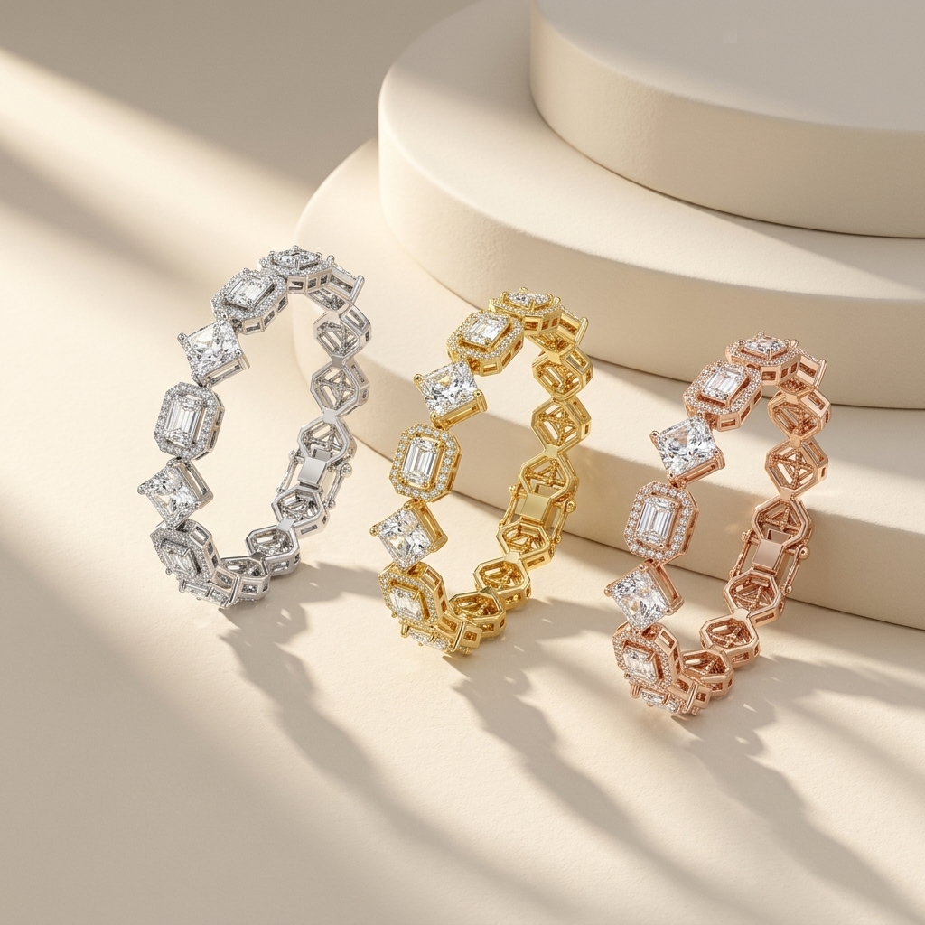Statement yellow gold diamond bracelet with modern geometric link design.
