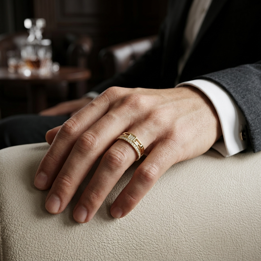 Round Lab Grown Diamond Geometric Band Ring
