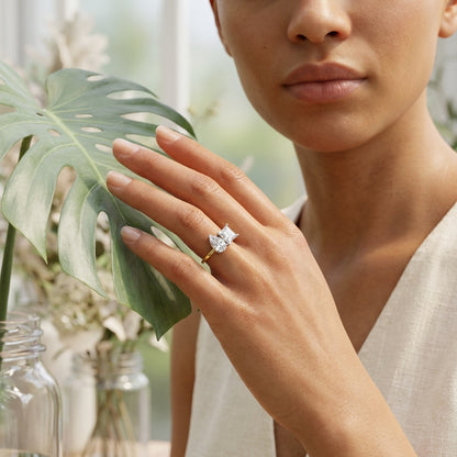 Pear & Princess Cut Lab Grown Diamond Toi et Moi Two-Stone Ring