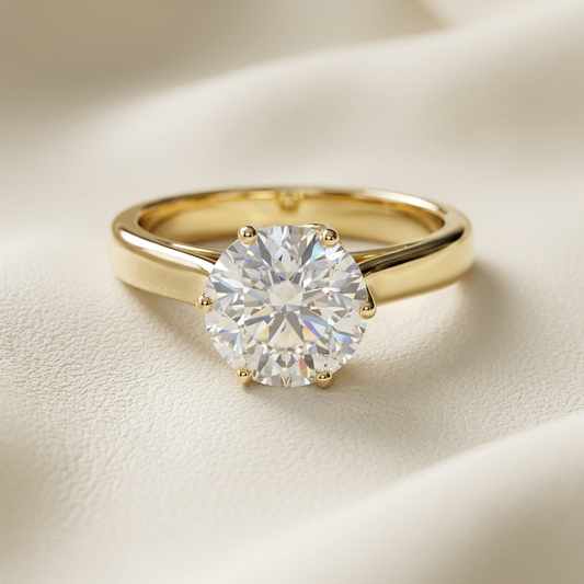 10K Gold Classic Round Lab Grown Diamond Solitaire Engagement Ring