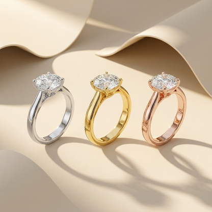 10K Gold Classic Round Lab Grown Diamond Solitaire Engagement Ring