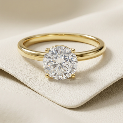 14K Gold Classic Round Solitaire Lab Grown Diamond Engagement Ring