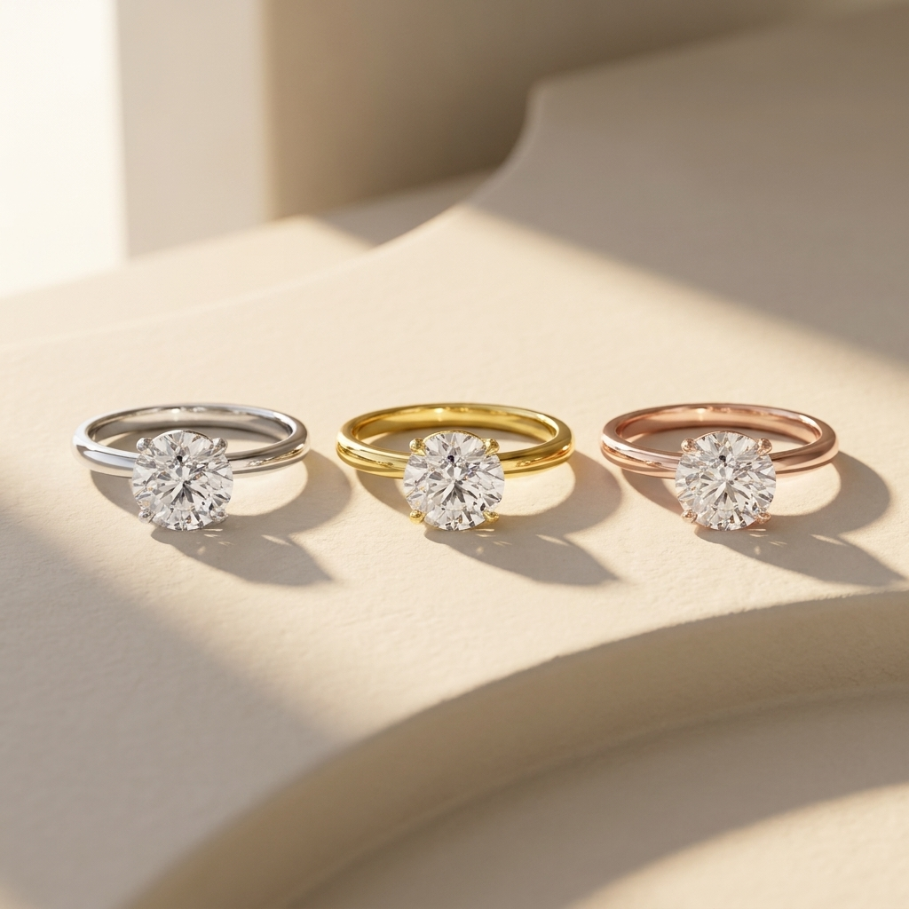 14K Gold Classic Round Solitaire Lab Grown Diamond Engagement Ring