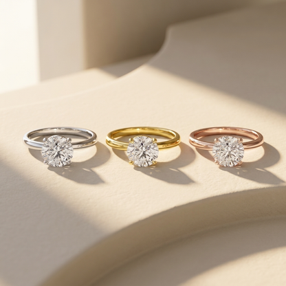 14K Gold Classic Round Solitaire Lab Grown Diamond Engagement Ring