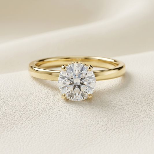 14K Gold Classic Round Solitaire Lab Grown Diamond Engagement Ring
