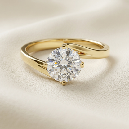 14K Gold Bypass Solitaire Lab Grown Diamond Engagement Ring