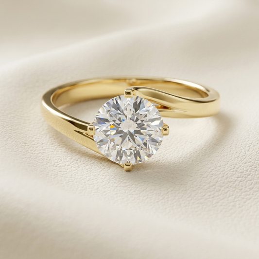 14K Gold Bypass Solitaire Lab Grown Diamond Engagement Ring