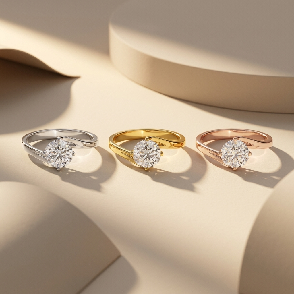 14K Gold Bypass Solitaire Lab Grown Diamond Engagement Ring