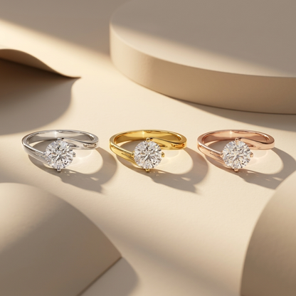14K Gold Bypass Solitaire Lab Grown Diamond Engagement Ring