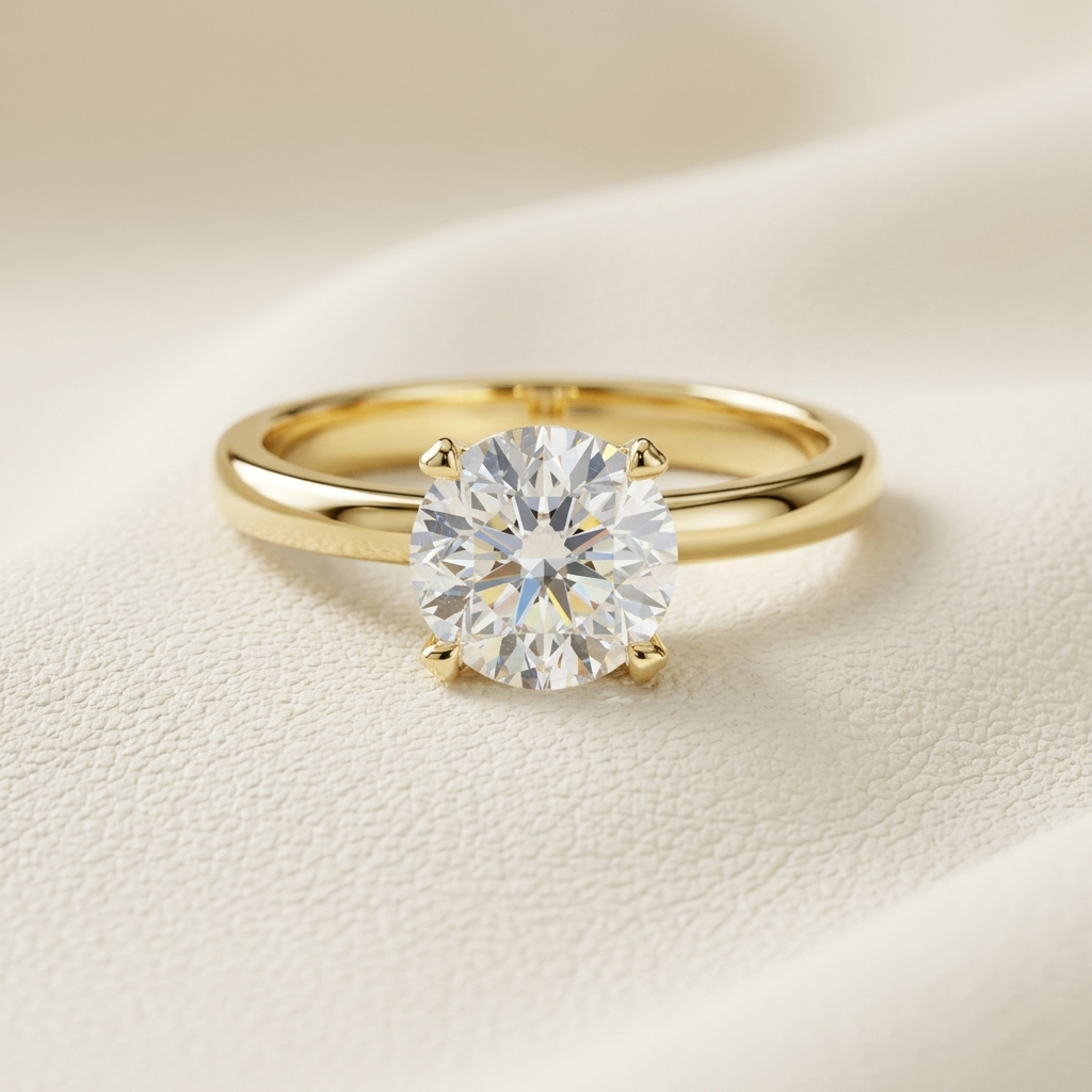 14K Gold Timeless Solitaire Lab Grown Diamond Engagement Ring