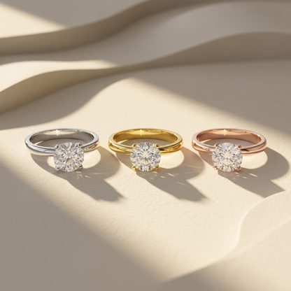 14K Gold Timeless Solitaire Lab Grown Diamond Engagement Ring