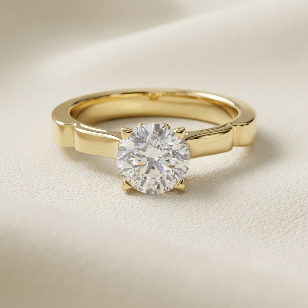 Bandring mit rundem Diamanten | 18K Goldschmuck