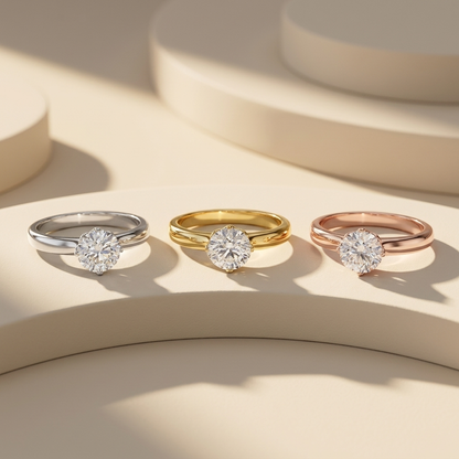 Solitärring mit rundem Diamant | 18K Goldschmuck