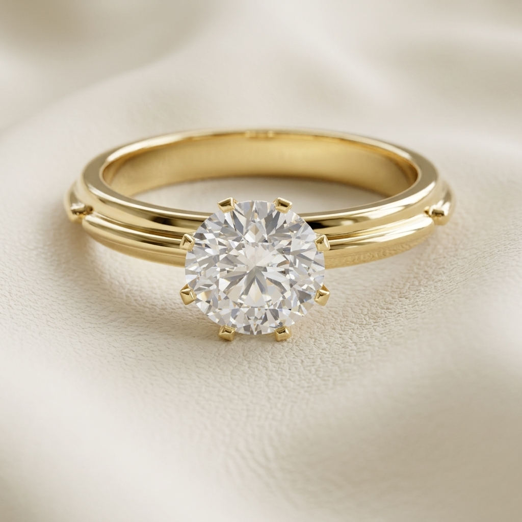14K Gold Double Shank Solitaire Lab Grown Diamond Engagement Ring