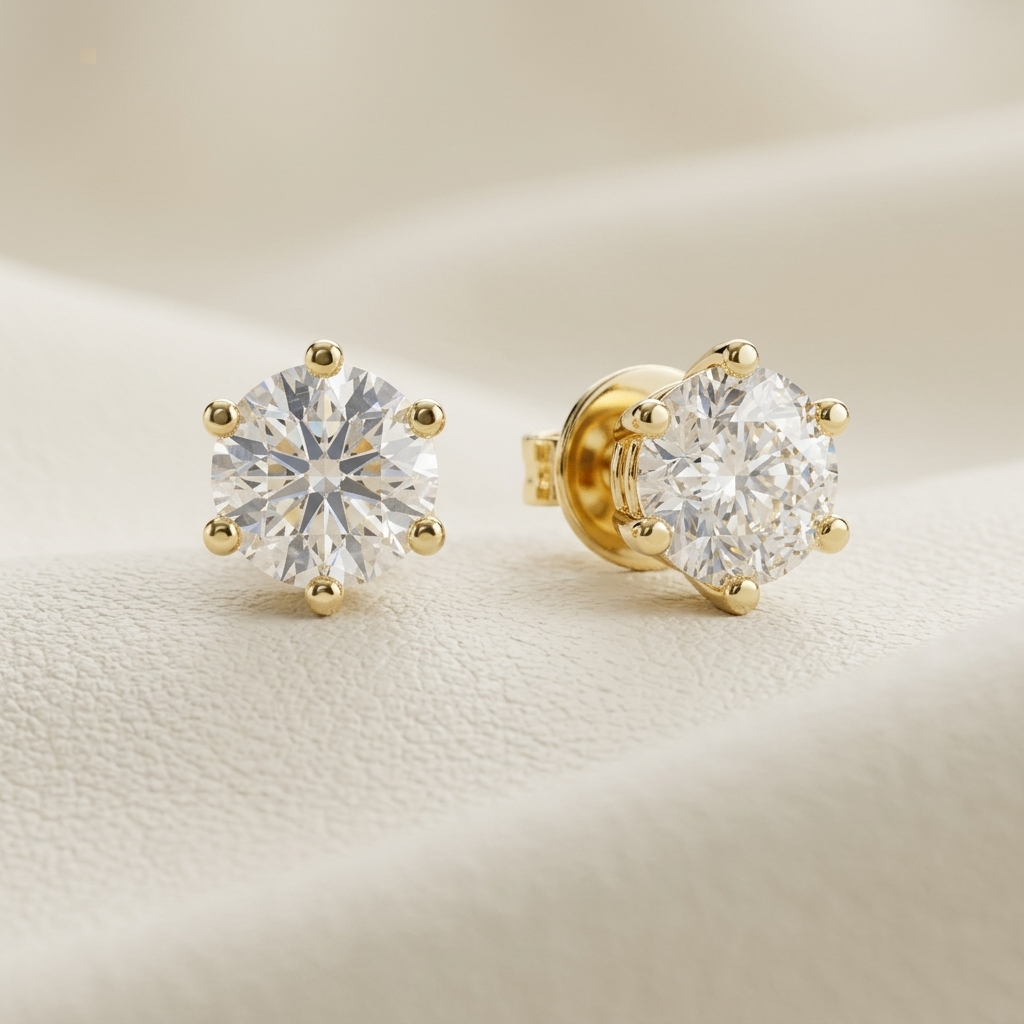 Classic Round Lab Grown Diamond Solitaire Stud Earrings