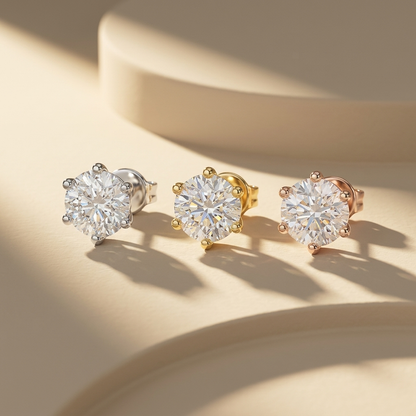 Classic Round Lab Grown Diamond Solitaire Stud Earrings