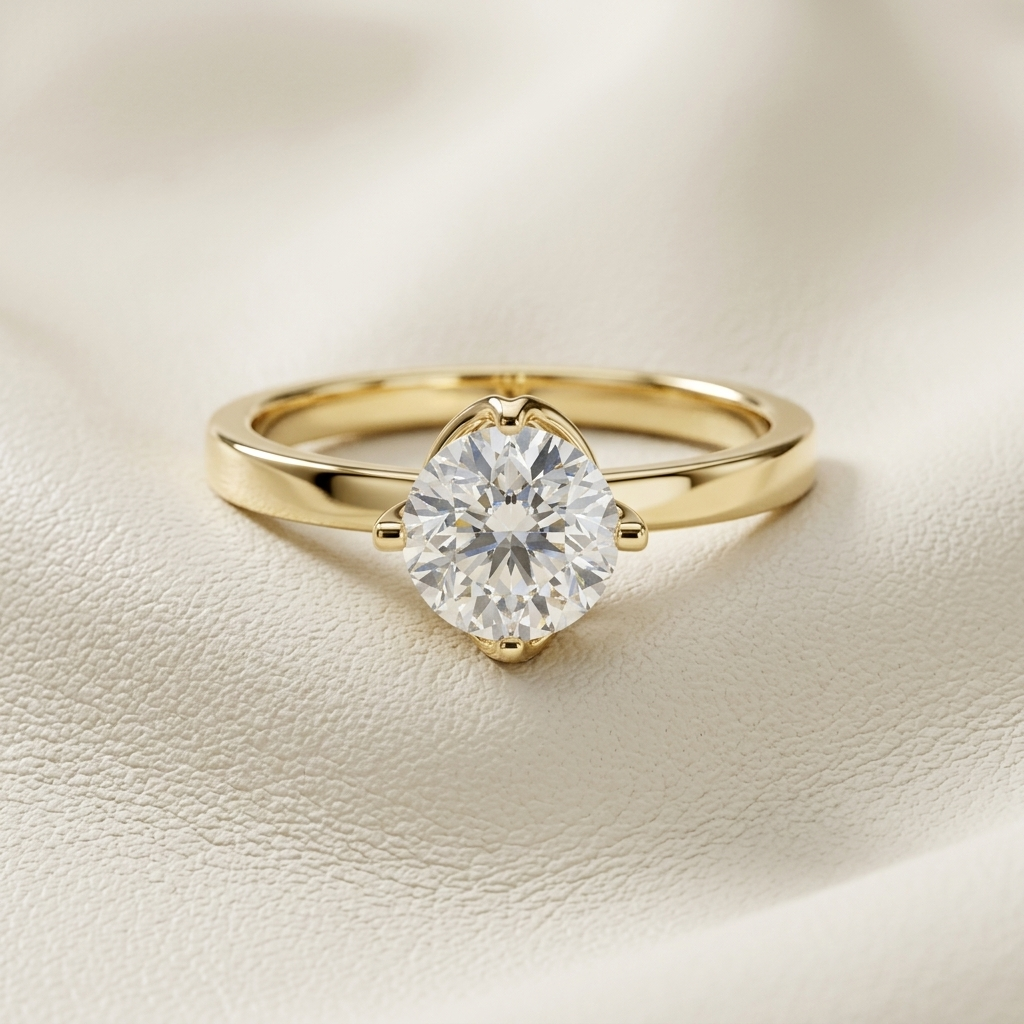 14K Gold Tulip Solitaire Lab Grown Diamond Engagement Ring