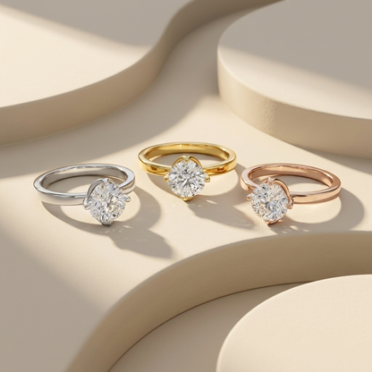 14K Gold Tulip Solitaire Lab Grown Diamond Engagement Ring