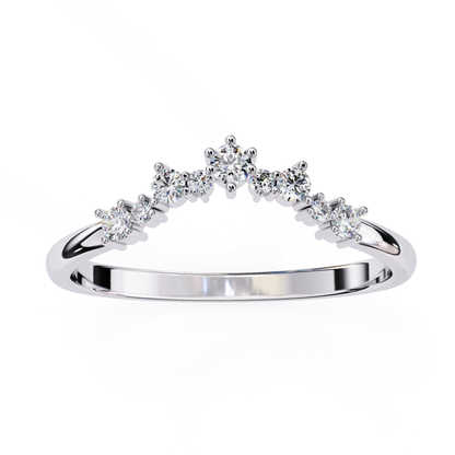 White gold curved diamond wedding band round cut
White gold contour diamond wedding band for women
Curved white gold diamond stacking wedding band
White gold crown diamond wedding band round diamonds
White gold diamond ring for engagement ring