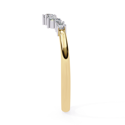 gold curved diamond wedding band side view
Yellow gold contour diamond wedding band profile
Yellow gold curved diamond band side view
Yellow gold diamond wedding band prong setting side
Yellow gold curved diamond stacking band side view